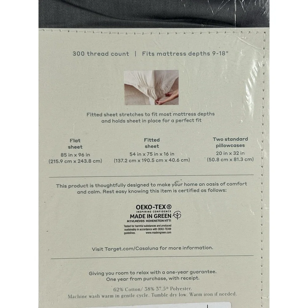 Casaluna Temperature Balancing Sheet Set Size Full Metal Gray 300 TC